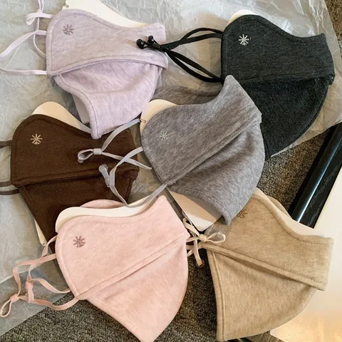 Winter Warm Windproof Face Mask For Women Blended Fabric Eye Corner Protection Breathable Cold Weather Mask Adjustable Ear Straps Rhinestone Decor