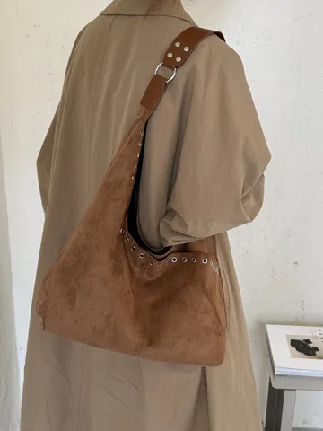 Vintage PU Leer Grote Capaciteit Schoudertas Voor Vrouwen Retro Hobo Onderarmtas Metalen Oogjes Chique Woon-werkverkeer Handtas