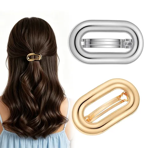 Minimalist Alloy Metal Hair Clip For Women Vintage Geometric Oval Knot Spring Clip Retro Gold Silver Hair Barrettes Fashion Jewelry Headwear