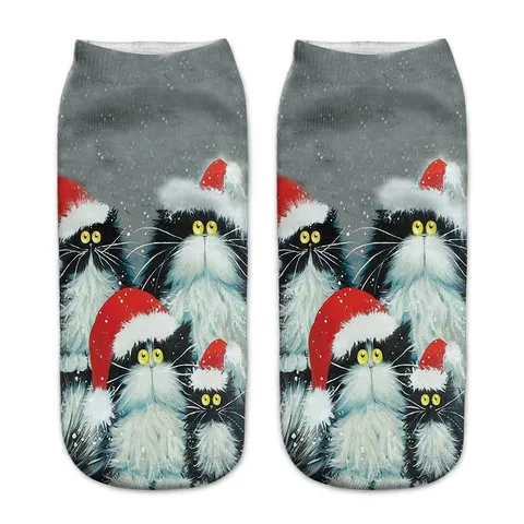 Donne Uomini 3D Pittura ad Olio Gatto Stampa Calzini Corti Cartoon Arte Design Casual Traspirante Moda Calzini alla Caviglia