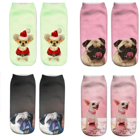 Calze Corte Unisex con Stampa Cane Carino 3D Calze alla Caviglia in Poliestere Casual Calze Grafiche Animali Cartoon