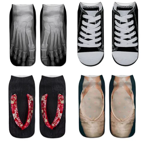 Unisex Novelty 3D Print Funny Socks Creative Short Crew Socks Casual Breathable Polyester Socks For Men Women