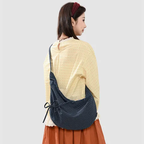 Casual Ruitjes Nylon Schoudertas Grote Capaciteit Eenvoudige Woon-werkverkeer Crossbody Tas Dames Mode Dagelijkse Handtas
