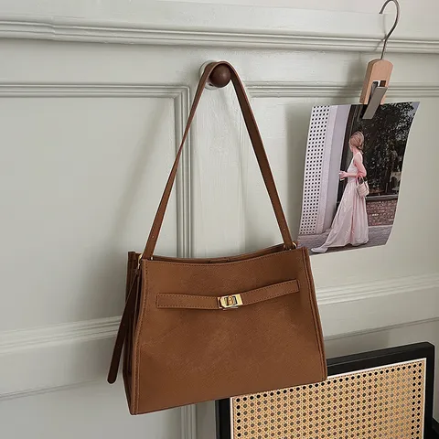 Minimalistische Effen PU Lederen Tote Bag Grote Capaciteit Casual Schoudertas Veelzijdige Woon-werk Handtas Voor Vrouwen