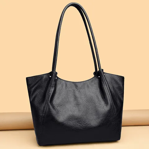 Dames Vintage Tote Tas Grote Capaciteit Woon-Werkverkeer Schoudertas PU Leder Casual Effen Kleur Okseltas Handtas