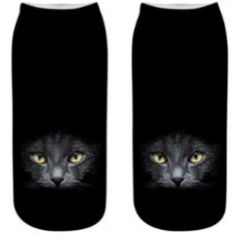 Calzini da Donna con Stampa Gatto 3D Simpatico Animale Cartoon Divertenti Calzini Bassi Morbidi Poliestere Casual
