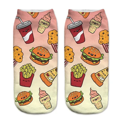 Calzini Corti Casual Divertenti con Motivo Alimentare Unisex Novità Misto Poliestere Calzini Bassi Carini