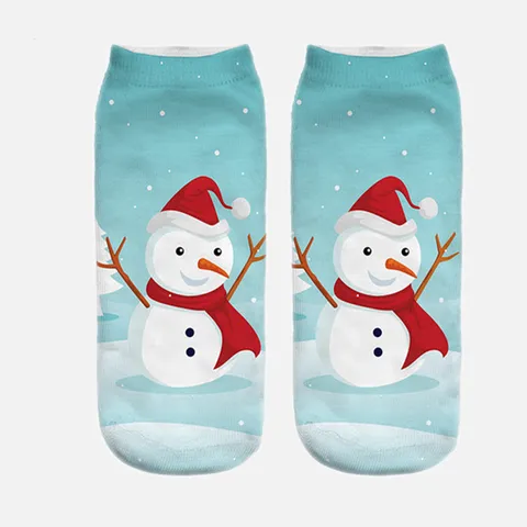 Calzini Corti Stampati in 3D di Natale da Donna Inverno Carino Cartone Animato Poliestere Casual Calzini alla Caviglia Maglieria Festiva