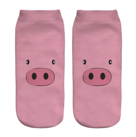 Calzini Corti Stampati con Maiale dei Cartoni Animati Unisex Poliestere Traspirante Carino Animale Calzini Taglio Basso Casual