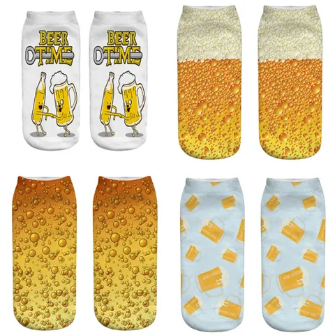 Calze Corte Unisex con Stampa 3D Birra Calze alla Caviglia Traspiranti in Poliestere Casual per Uomo e Donna