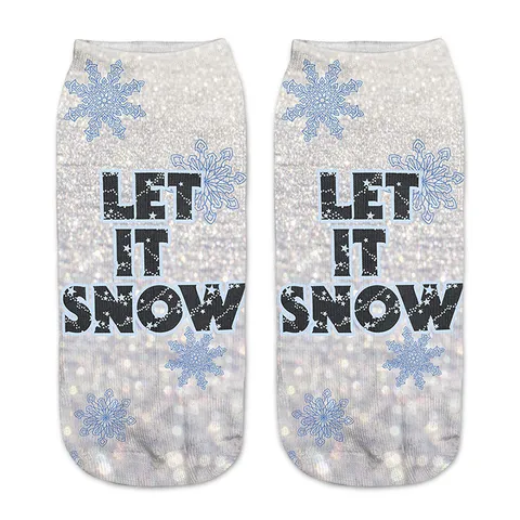 Calze Corte Stampate 3D Invernali Natalizie Simpatico Motivo Renna Cartone Animato Calzini Casual in Poliestere Regalo Festivo