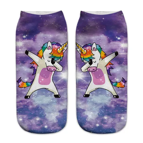 Calzini Corti Stampati con Unicorno Unisex Poliestere Traspirante Casual Calzini Giornalieri Accessori di Moda