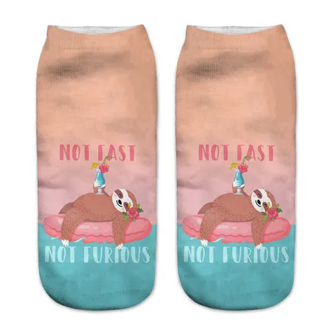 Calzini Corti Casual Unisex con Stampa di Animali Bradipo 3D Moda Carino Calzini da Barca Calzini in Poliestere