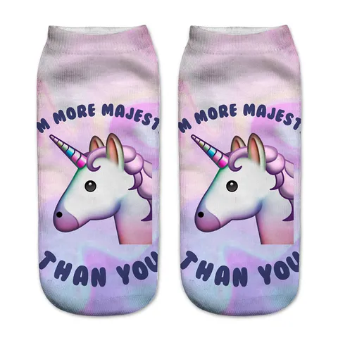 Women's 3D Printed Short Socks Cute Unicorn Pattern Low Cut Casual Ankle Socks Fun Cartoon Hosiery Footwear