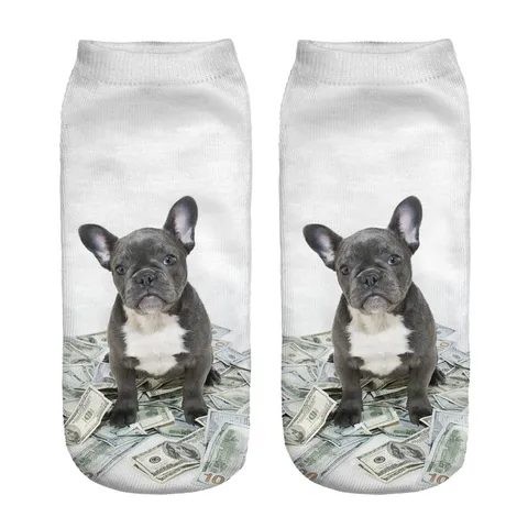 Divertenti Calzini Corti Stampati in 3D con Motivo Cane Pazzo Simpatici Calzini alla Caviglia Animali Unisex Casual Poliestere Moda Regalo