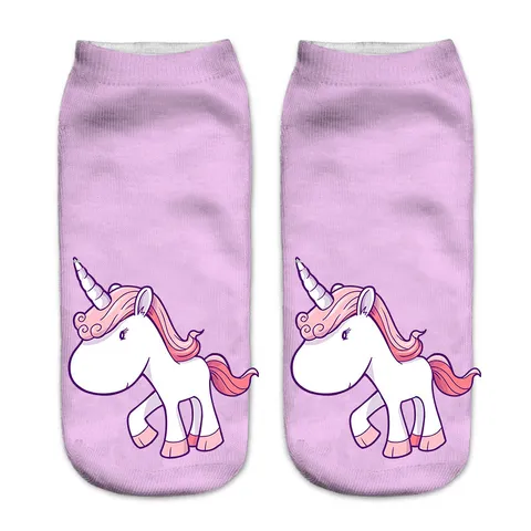 Women's 3D Printed Short Socks Cute Unicorn Pattern Low Cut Casual Ankle Socks Fun Cartoon Hosiery Footwear