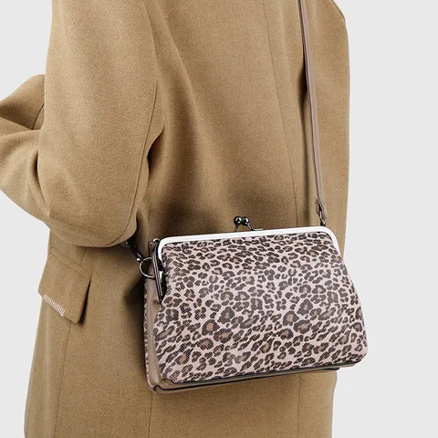 Mode Luipaardprint Dames Schoudertas Luxe Designer PU Leer Crossbody Tas Vintage Kus Sluiting Handtas Dagelijkse Casual Portemonnee