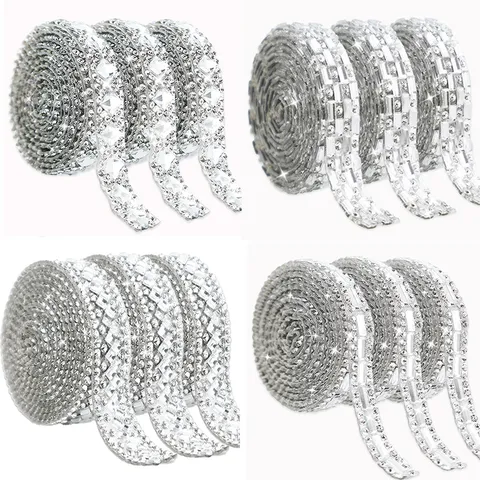 Self Adhesive Rhinestone Strip Glass Crystal Drill Sticker For DIY Crafts Garment Accessories Fashion Decor
