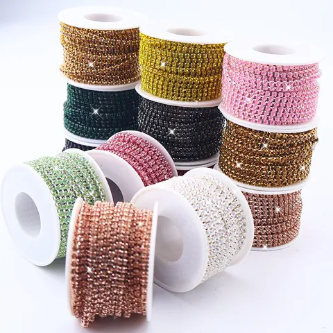 Colorful Rhinestone Close Chain Dense Drill Strip For DIY Phone Case Decoration Crystal Glass Craft Jewelry Accessories
