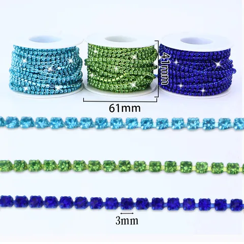 Colorful Rhinestone Close Chain Dense Drill Strip For DIY Phone Case Decoration Crystal Glass Craft Jewelry Accessories