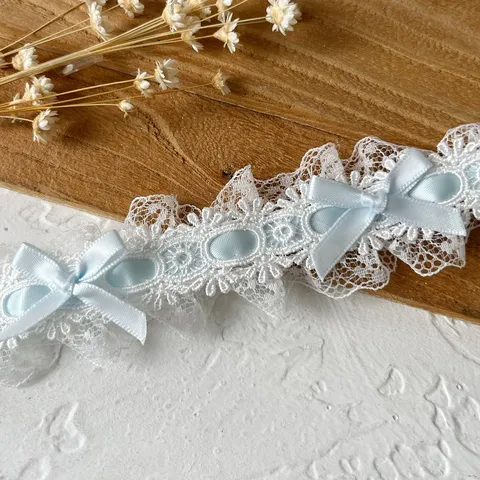 Cinta de Volantes con Borde de Encaje Plisado con Lunares Azules para Manualidades DIY Decoración de Dobladillo de Ropa Estilo Lolita