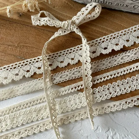 Cinta de Ribete de Encaje de Hilo de Algodón Blanco Encaje de Ganchillo para Costura Artesanal DIY Decoración de Boda Accesorios Hechos a Mano