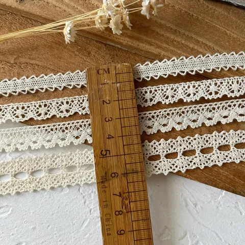 Cinta de Ribete de Encaje de Hilo de Algodón Blanco Encaje de Ganchillo para Costura Artesanal DIY Decoración de Boda Accesorios Hechos a Mano
