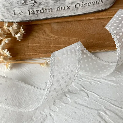 3 Meters Polka Dot Lace Ribbon Trim Polyester Mesh Webbing For DIY Hair Bows Bouquet Wedding Gift Wrap Decoration Material