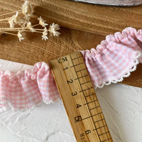 Bordo in Pizzo a Quadretti Rosa Con Bordo a Festone per Decorazione Abbigliamento Fai da Te Vestiti per Bambole Nastro di Poliestere