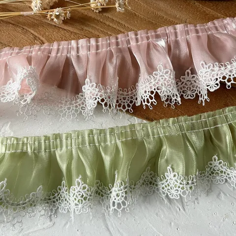 Bordure en Dentelle Plissée Ruban de Mousseline pour Vêtements de Poupée Décoration de Robe Lolita Accessoires d'Extension de Manche