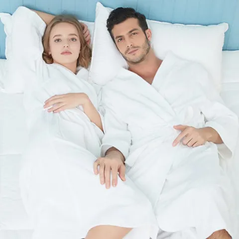 Cotton Terry Cloth Bathrobe Kimono Collar Thick Absorbent Robe For Hotel Home Couples Women Men Long Sleeve Nightgown