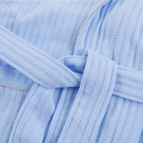 Pure Cotton Waffle Robe For Men And Women Unisex Soft Absorbent Spa Hotel Sleepwear Long Sleeve Loungewear With Waistband Pocket Home Bathrobe