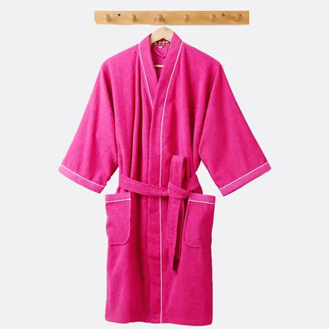 Women's 100% Cotton Toweling Bathrobe Absorbent Quick-Dry Kimono Robe For Men And Women Summer 3/4 Sleeve Homewear