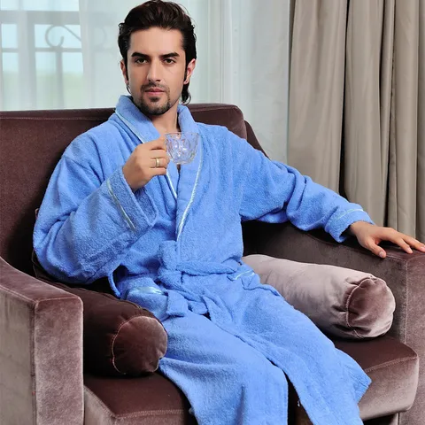 Unisex Cotton Terry Cloth Robe Thickened Long Bathrobe For Hotel Spa Women Men Soft Quick Dry Sleepwear Solid Color Housecoat