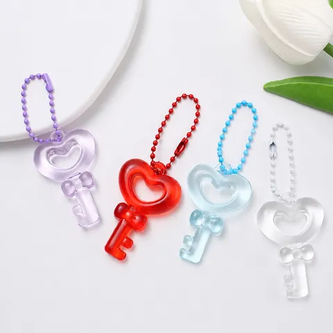 Creatieve Kleurrijke Hart Hanger Sleutelhanger Accessoires DIY Handgemaakte Kralenketting Hanger Schattige Hars Sleutelhanger Cadeau