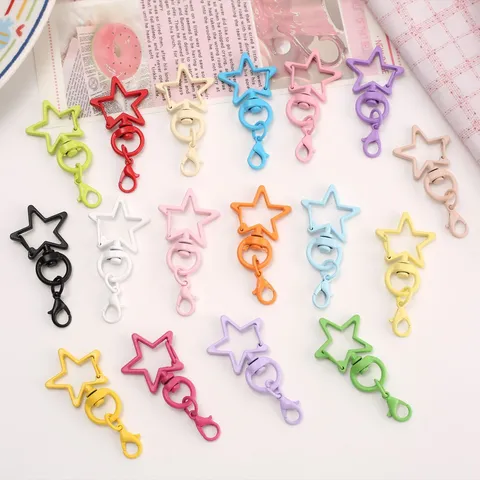 Bonbonfarbener Stern Metall Schlüsselanhänger Legierung Rotierender Karabiner DIY Zubehör Süßer Taschenanhänger