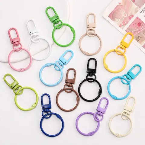 Alloy Metal Gate Buckle With Round Ring Keychain DIY Bag Pendant Craft Accessories Multipurpose Hardware Key Ring