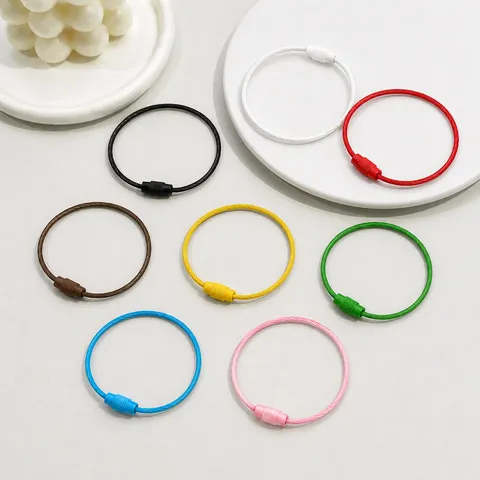 Bunt Stahl Draht Ring Schlüsselanhänger DIY Handgemacht Anhänger Schmuckzubehör Metall Schlüsselring Schlaufe Halter