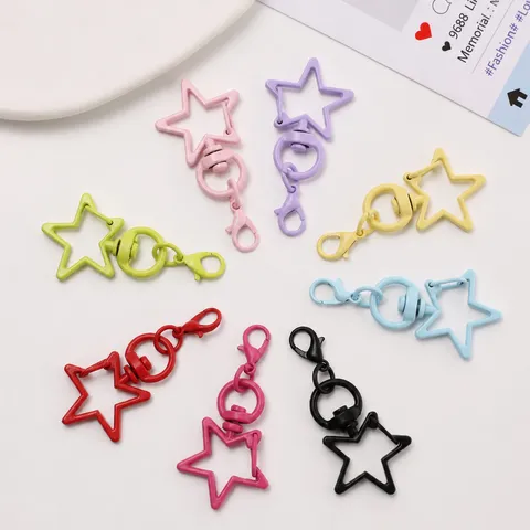 Bonbonfarbener Stern Metall Schlüsselanhänger Legierung Rotierender Karabiner DIY Zubehör Süßer Taschenanhänger