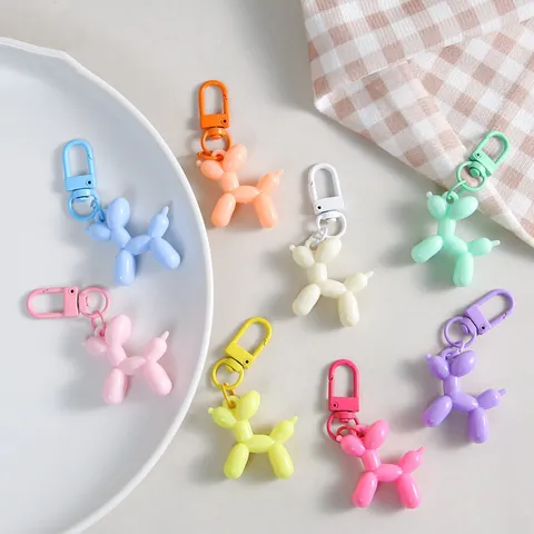 Süßer Dopamin Farbe Harz Ballonhund Schlüsselanhänger Vielseitiger Cartoon Tier Taschen Anhänger Mode Schmuck Geschenk