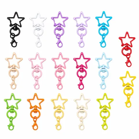 Buntes Pentagramm Schlüsselanhänger Legierung Backfarbe DIY Schmuck Zubehör Süßer Stern Tasche Anhänger Hängende Schnalle Bastelbedarf