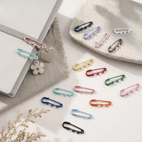 Colorful Metal Safety Pins Lacquered Brooch Pins DIY Jewelry Findings For Garment Waist Buckle And Craft Accessories
