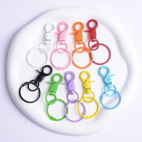 DIY Anneau de Porte-Clés en Métal Coloré Mousqueton Accessoires d'Artisanat Alliage Peint Anneau Clé Pendentif Fournitures de Bijoux