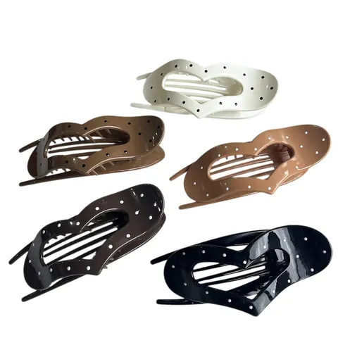 Glossy Polka Dot Heart Shape Hair Claw Clip For Women Korean Style Resin Shark Clip For Thick Hair Large Hair Accessory