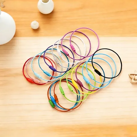 Stainless Steel Colorful Wire Key Ring DIY Jewelry Making Accessories Rotating Screw Loop Keychain For Craft Project