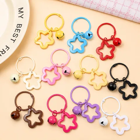 Fünfeckiger Stern Glocke Schlüsselanhänger Süß Acryl DIY Handwerk Taschenanhänger Ring Ring Zubehör