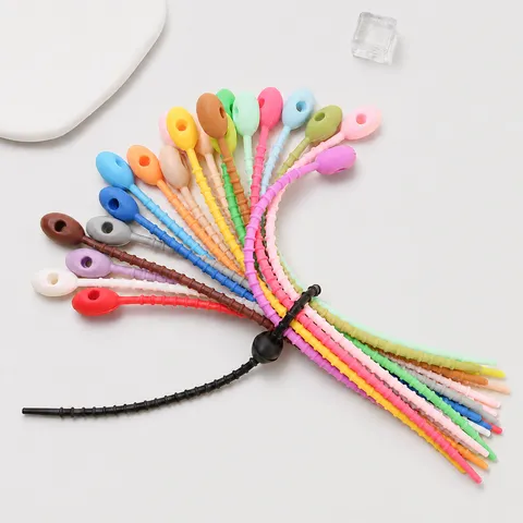 Bunte Silikon Kabelbinder Kaulquappen DIY Tasche Schlüsselanhänger Puppe Anhänger Datenkabel Zubehör Flexible Schnur Organizer
