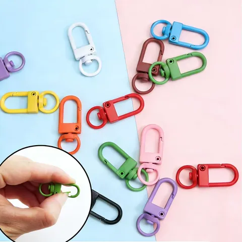 Metal U Shaped Gate Buckle Spring Snap Hook Colorful Keychains DIY Craft Bag Accessories Jewelry Findings