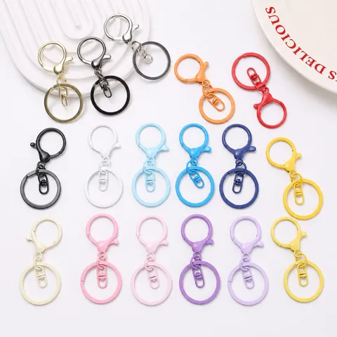 Metall Schlüsselanhänger Karabinerhaken runder Ring dreiteiliges Set DIY Basteltasche Anhänger Schmuckherstellung Zubehör