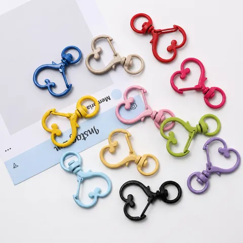 Bunte Backfarbe Zinklegierung Herz Federverschluss Schlüsselanhänger Süße Liebe Karabinerhaken DIY Schmuck Zubehör Taschenanhänger Großhandel